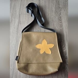 EMK Erin Kembel Handmade Leather Flower Appliqué Crossbody Bag